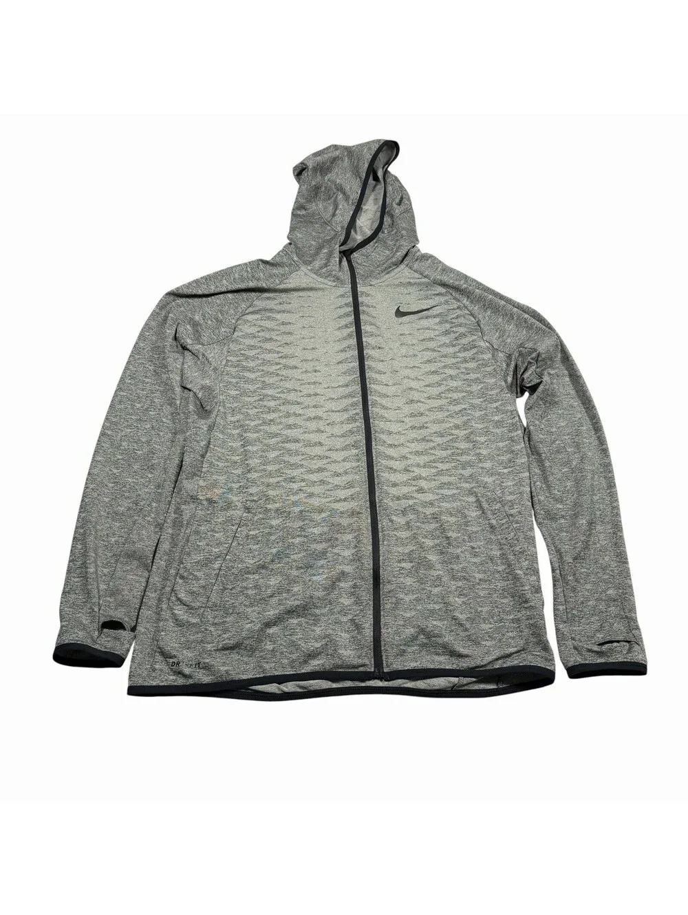 Nike Dri-FIT Men's Printed Full-Zip Training Hoodie Gray Metallic Hematite Large